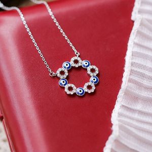 Collana con Ciondolo Occhio Turco in Resina per Donna, Gioielli alla Moda - Product Image 3