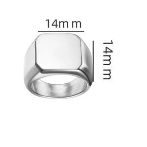 Bague géométrique gravée sur mesure, plaquée or 18 carats, en acier inoxydable, bague moderne pour homme, cadeau - Product Image 3