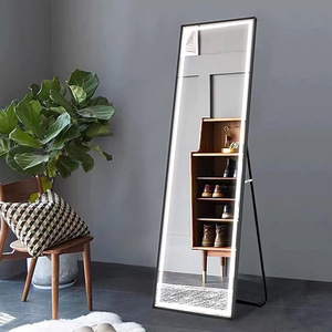 Miroir sur pied en gros, pleine longueur, LED à éclairage frontal, cadre doré, commande tactile, support en A, mural, pour chambre à coucher, moderne - Product Image 3