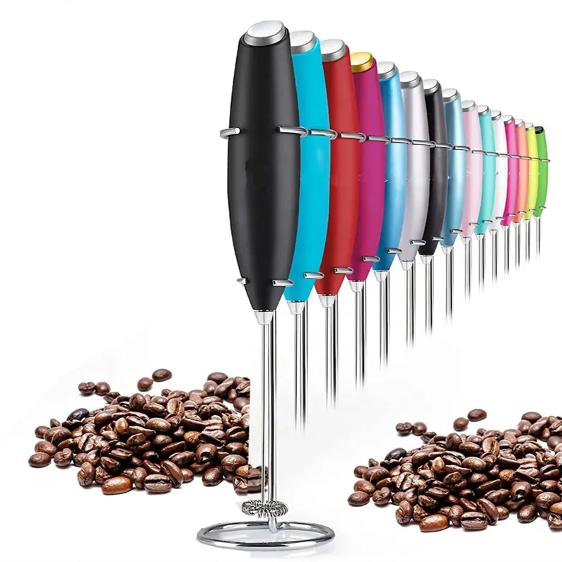 Espumador elétrico de leite para personalizar, batedor elétrico de leite e café, com suporte, para uso manual