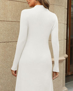 <span class=keywords><strong>Robe</strong></span> en tricot à col roulé côtelé pour femmes, manches longues, coupe ajustée, mini <span class=keywords><strong>robe</strong></span> moulante, couleur unie, robes décontractées pour les fêtes d'automne et d'hiver - Product Image 5