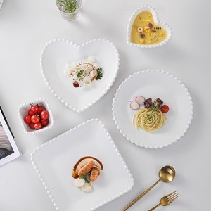 Assiette de <span class=keywords><strong>petit</strong></span>-déjeuner en céramique créative moderne et bol à bord perlé pour les collations, les gâteaux et les desserts <span class=keywords><strong>Vaisselle</strong></span> écologique pour la maison - Product Image 2