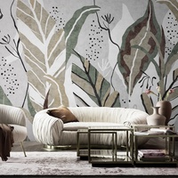 Papier peint auto-adhésif imperméable à l'eau, motif feuilles tropicales bohèmes, vert neutre, beige, botanique, pour la décoration murale du salon, de la chambre à coucher