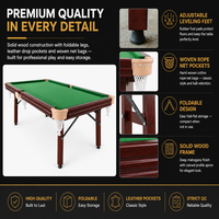 Table de billard et de snooker professionnelle de luxe de 6 pieds en bois massif avec filet de retour de balles pliable pour usage domestique et commercial