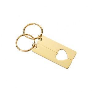 Porte-clés en métal vierge personnalisable en acier inoxydable poli miroir, avec gravure cœur mignon, pour couple, souvenir de diplôme, cadeau pour ami(e) - Product Image 3