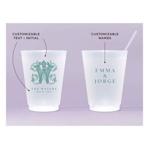 Vasos de Plástico Personalizados, Reutilizables, Resistentes al Agua, Flexibles, Antirrotura, Estilo Romántico, Recuerdos de Boda Modernos - Product Image 4