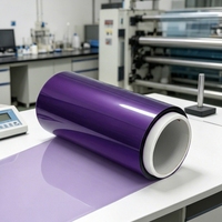 Film PET violet translucide, feuille de polyester colorée, résistant aux UV, rouleau décoratif pour écran rétroéclairé