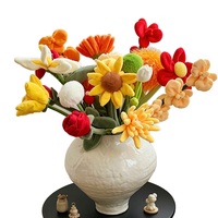 Bouquet de fleurs artificielles en peluche douce en polyester fait main, tournesol et tulipe, pour la décoration de la maison, de mariage et de remise de diplôme
