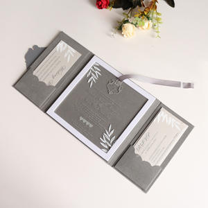 Cartes d'<span class=keywords><strong>invitation</strong></span> en suède gris argenté avec cartes d'entrée Cartes de remerciement - Product Image 4