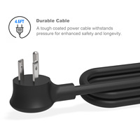 Multiprise intelligente VASTFAFA à 5 prises avec protection contre les surtensions, 2 ports USB de charge rapide, prise américaine, câble de 1,5 m, 16A