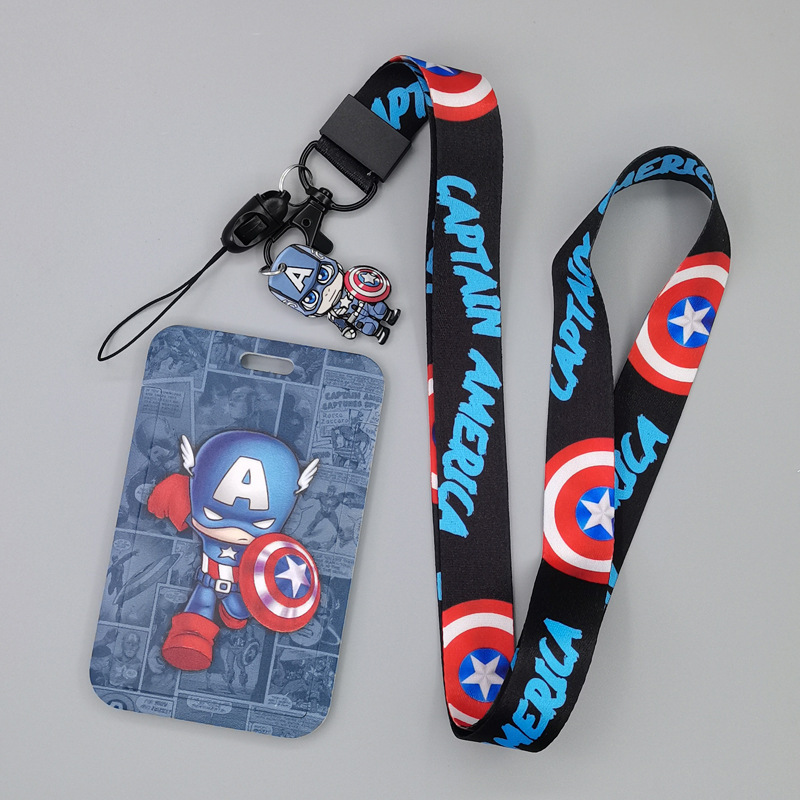 Lanyards Cool Cartoon Marvel Iron Man Spider Man Captain America Card Holder Anti-Lost ID Bus Badge Cards Case Lanyards Custom Image 4
