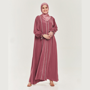 SIPO Eid venta al por mayor nuevo Dubai Abaya vestido bordado Abaya mujeres musulmán vestido para mujeres Musulmanes frente abierto cintura cinturón encaje - Product Image 1