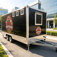 Camion de restauration entièrement équipé avec cuisinière, four, friteuse, réfrigérateur et grand plan de travail pour les restaurants