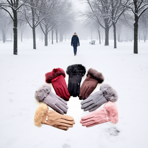 Guantes de lana y cachemira con forro de piel sintética, guantes térmicos de invierno hasta la muñeca para uso diario. - Product Image 2