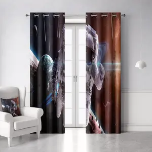 Cortinas estampadas digitales para niños, cortinas coloridas HD 3d de astronauta, acepta Oem, multitamaño, Estrella fantástica, ventana de dormitorio de dibujos animados