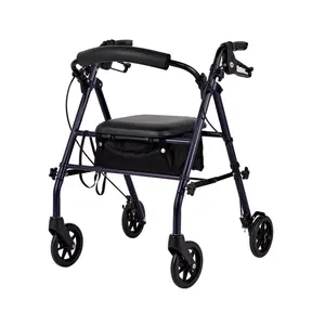 Tomada De Fábrica Dobrando Rollators Com Assento Ajustável Paciente Portátil Shopping Outdoor Medical Rollator Walker De Aço