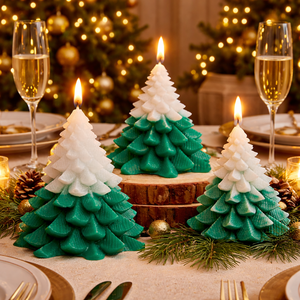 Handmade Paraffin Wax Snow-Effect Scented Non-Toxic Art <b>Candle</b> Holder Set for Holiday Christmas Father's Day New Year Home Decor - Product Image 5