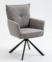 Fauteuil d'appoint pivotant moderne en velours côtelé beige, fauteuil à dossier haut avec ressorts ensachés, pivotant à 360 degrés, pieds en métal noir