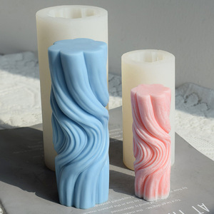 Creative Wave Shaped Geometric <b>Candle</b> <b>Mold</b> For DIY Home Decoration Plaster <b>Mold</b> Set Transparent White - Product Image 4