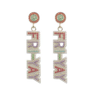 عرض ساخن على أقراط أذن نسائية بخرز من الخرز مناسبة كهدية مناسبة للمدرسة - Product Image 3