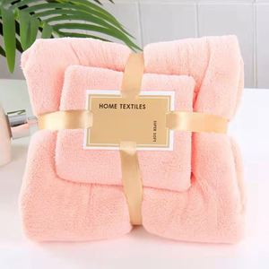 Ensemble de 3 serviettes de bain absorbantes en microfibre corail de luxe pour la salle de bain, serviettes pour le visage et les mains, idéales pour la natation - Product Image 4