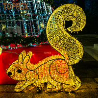 Éclairage festif de parc extérieur, motif lumineux LED, écureuil géant pour jardin municipal, fournisseur de décorations de Noël pour paysages hivernaux féeriques