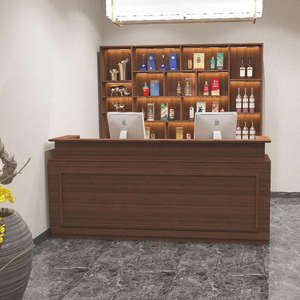 Petit bureau <span class=keywords><strong>de</strong></span> réception en bois <span class=keywords><strong>de</strong></span> 80cm bon marché Comptoir <span class=keywords><strong>de</strong></span> réception Design <span class=keywords><strong>de</strong></span> réception avec mur arrière - Product Image 2