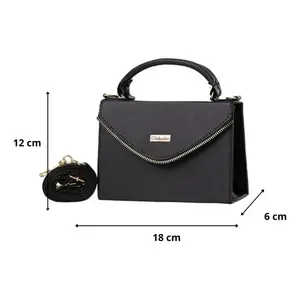 Bolso Bandolera Negro Dacia para Mujer de Fana, Microfibra, Cuero Sintético, Asa Superior, Cierre de Cremallera, Bolso de Pecho Moderno - Product Image 3