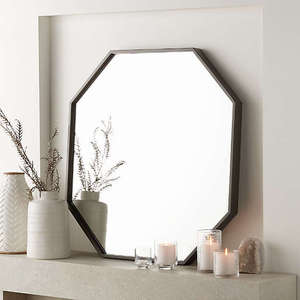 <span class=keywords><strong>Espejo</strong></span> <span class=keywords><strong>octagonal</strong></span> geométrico negro con marco de Metal montado en la pared moderno - Product Image 6