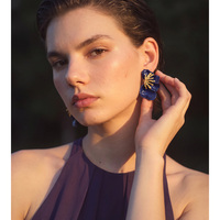 Anting-anting bunga berlapis emas stainless steel JINYOU 6013 koleksi baru musim gugur-dingin, resin akrilik, setengah bunga, ukuran besar
