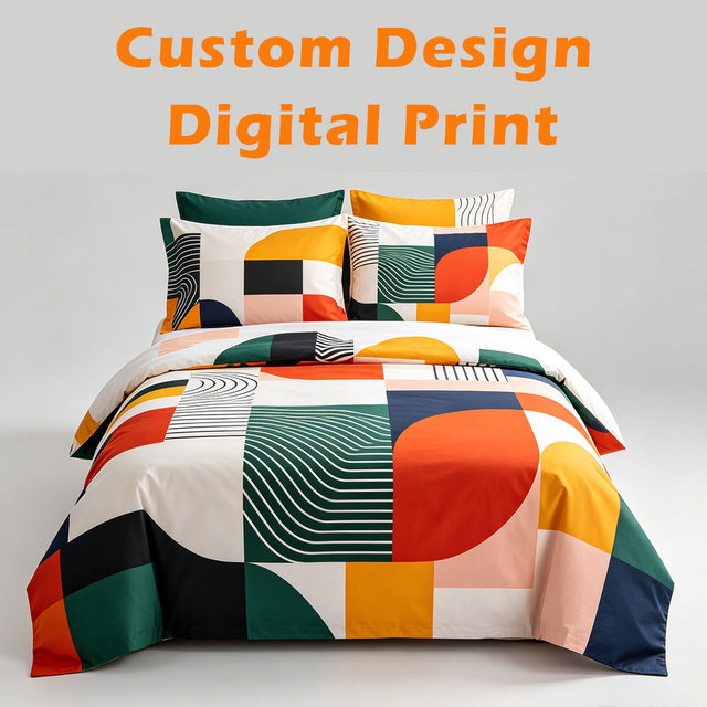 Cotton Duvet Cover Custom Design Digital Print 3 Pcs Bedding Set Low MOQ Private Label For Bedding Shopify Boutique Store