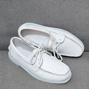 Mocassins en cuir blancs à lacets de haute qualité, confortables pour hommes, style bateau, décontractés et professionnels, avec semelle en caoutchouc - Product Image 2