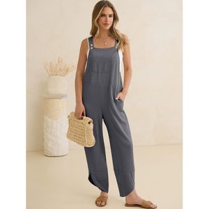 Anrabess Combinaison Capri décontractée d'été pour femme, bretelles réglables, coupe ample, taille haute, respirante, pour un usage quotidien - Product Image 2