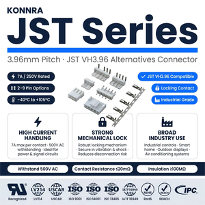 Connecteur interne pour dispositif d'automatisation industrielle, pas de 3,96 mm, boîtier JST VH3.96 VHR, borne à sertir, coût usine - Product Image 1