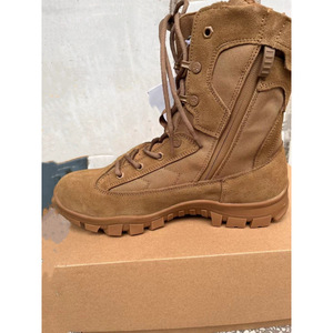 รองเท้าบูทคอมแบทผู้ชาย หนังสีน้ำตาล กันน้ำ ทนต่อการเจาะทะลุ เหมาะสำหรับการฝึกในทะเลทราย พื้นรองเท้าด้านนอกทำจากยาง พื้นเตี้ย - Product Image 2