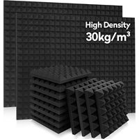 AUSLET Lot de 36 panneaux acoustiques en mousse noire haute densité 12 x 12 x 2 pouces, insonorisants, en forme de pyramide, pour murs de salle de sport, 4,65 lb
