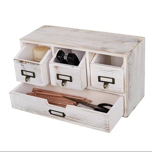 Wooden Desktop <b>Storage</b> <b>Box</b> Rectangle Office Organizer With <b>Drawers</b> For Desk Tidy Big Capacity - Product Image 3