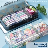 Étui à crayons en acrylique transparent à double couche avec logo personnalisé, imperméable, pour fournitures scolaires, en plastique, neuf et pratique