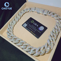 Chaîne cubaine 23MM en argent sterling 925, entièrement sertie de moissanite VVS, style hip-hop, collier tendance