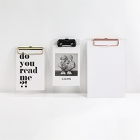 Carpeta de archivos de tablero acrílico MAXERY A4 Portapapeles de plástico transparente carpetas transparentes blocs de escritura con Clip de Metal en diferentes colores