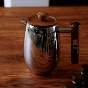 หม้อชงกาแฟแบบกดสแตนเลสผนังสองชั้นสะท้อนแสงสูงหรูหราไม้วอลนัทหรูหรานาฬิกาทรายจับเวลา<span class=keywords><strong>4</strong></span>นาทีเครื่องชงกาแฟ - Product Image 4