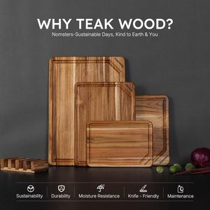 Juego <span class=keywords><strong>de</strong></span> 4 Tablas <span class=keywords><strong>de</strong></span> Cortar <span class=keywords><strong>de</strong></span> Teca para Cocina, Resistentes, No Tóxicas, Antideslizantes, Esenciales para la Cocina, Regalo <span class=keywords><strong>de</strong></span> Inauguración <span class=keywords><strong>de</strong></span> <span class=keywords><strong>Casa</strong></span> - Product Image 3