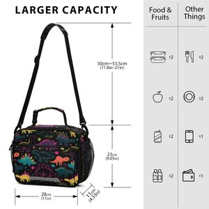 Custom Dinosaur Print Eco-friendly <b>Insulated</b> <b>Lunch</b> Bag with Zipper Closure for Kids School & Picnic Use - Product Image 2