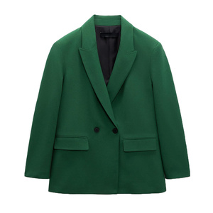 Sıcak satış sonbahar renkli çift göğüslü <span class=keywords><strong>blazer</strong></span> kadın düz renk gevşek Fit ofis iş ceket giymek - Product Image 1