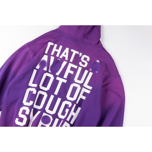 Moda púrpura gradiente Sudadera con capucha de manga larga suelta con cremallera con capucha letra impresa sudadera Streetwear 100% algodón para hombres - Product Image 2