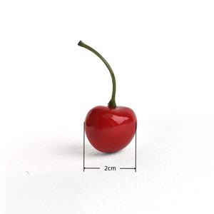 Fruits <span class=keywords><strong>d</strong></span>écoratifs en cerises artificielles de 2 cm, mini cerises en mousse, aspect réaliste, cerises rouges - Product Image 6