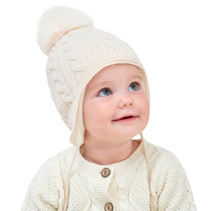 Bonnets d'hiver pour bébés <span class=keywords><strong>Bonnet</strong></span> pour garçons Filles <span class=keywords><strong>Bonnet</strong></span> en tricot Pompons Accessoires pour nouveau-nés Trucs d'oreilles chauds Ensemble de gants pour enfants - Product Image 4