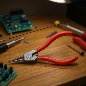 Alicates de punta fina de 128 cm de longitud, mangos rojos, punta de precisión para reparación de electrónica - Product Image 3