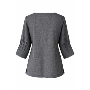 เสื้อลายตาหมากรุกผ้าฝ้ายผู้หญิงทรงกระดิ่งแขนกระดิ่งเสื้อท่อนบนผ้าคอตตอน100% น้ำหนักเบาเสื้อผ้าแฟชั่นเป็นมิตรกับสิ่งแวดล้อม - Product Image 6