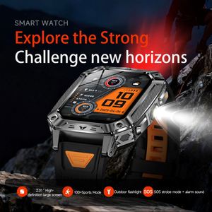 Montre connectée sportive AK86 avec batterie 1400 mAh, moniteur de fréquence cardiaque, suivi de la santé, fitness, lampe torche intégrée. - Product Image 3